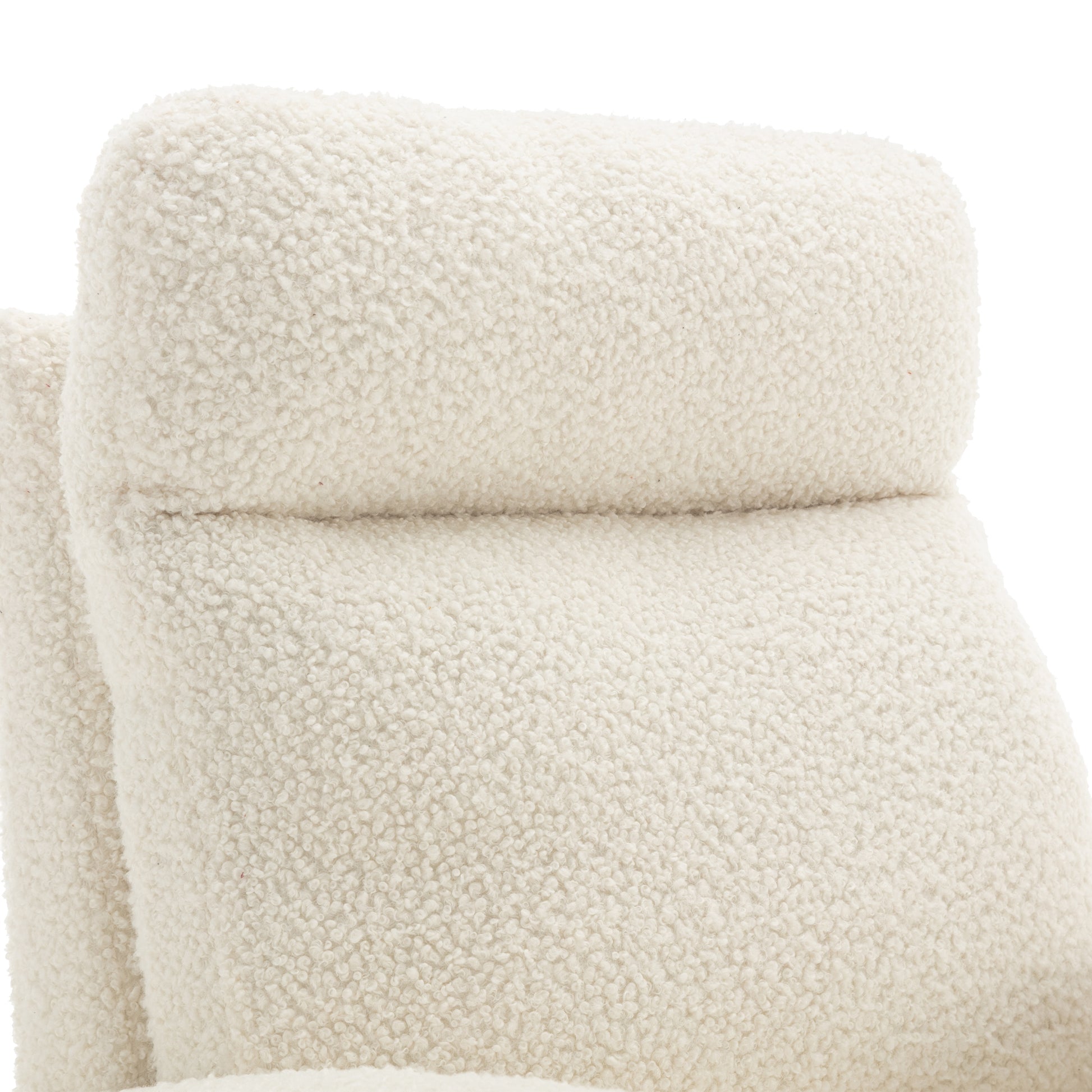 Jiada Upholstered Swivel Glider.Rocking Chair For Nursery In White Teddy.Modern Style One Left Bag White Teddy Primary Living Space Foam Metal