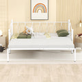 Twin Size Metal Daybed With Trundle, Daybed With Slat No Box Required White White Iron