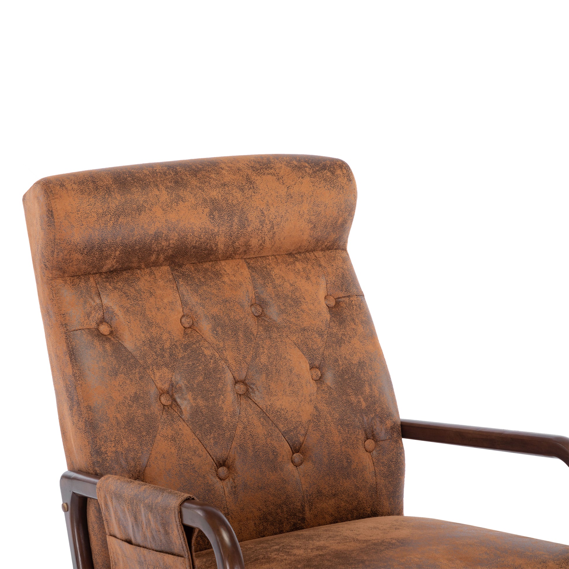 Coolmore Rocking Chair With Ottoman, Mid Century Modern Upholstered Fabric Rocking Armchair, Rocking Chair Nursery With Thick Padded Cushion, High Backrest Accent Glider Rocker Chair For Living Room Coffee Solid Wood