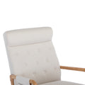 Coolmore Rocking Chair With Ottoman, Mid Century Modern Upholstered Fabric Rocking Armchair, Rocking Chair Nursery With Thick Padded Cushion, High Backrest Accent Glider Rocker Chair For Living Room Beige Solid Wood