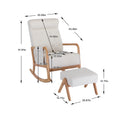 Coolmore Rocking Chair With Ottoman, Mid Century Modern Upholstered Fabric Rocking Armchair, Rocking Chair Nursery With Thick Padded Cushion, High Backrest Accent Glider Rocker Chair For Living Room Beige Solid Wood