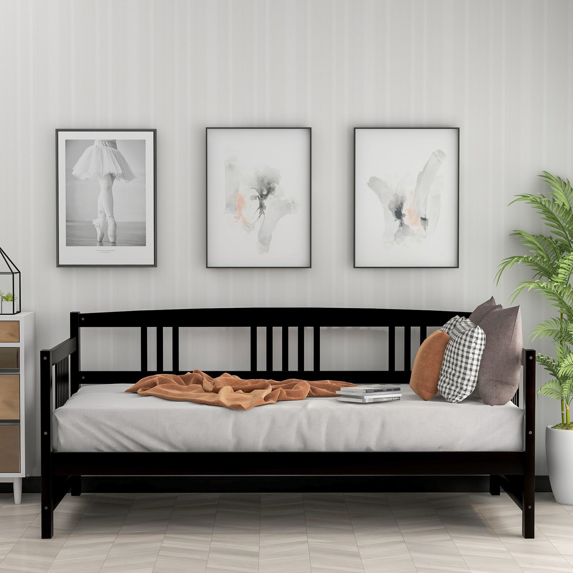 Modern Solid Wood Daybed, Multifunctional, Twin Size, Espresso Previous Sku: Wf191899Aap Espresso Solid Wood