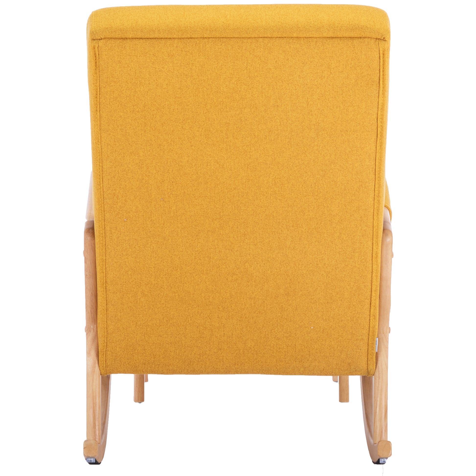 Coolmore Rocking Chair With Ottoman, Mid Century Modern Upholstered Fabric Rocking Armchair, Rocking Chair Nursery With Thick Padded Cushion, High Backrest Accent Glider Rocker Chair For Living Room Yellow Solid Wood