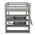 Full Size Loft Bed With Ladder, Shelves, And Desk, Gray Old Sku:Lt100226Aae Gray Solid Wood Mdf