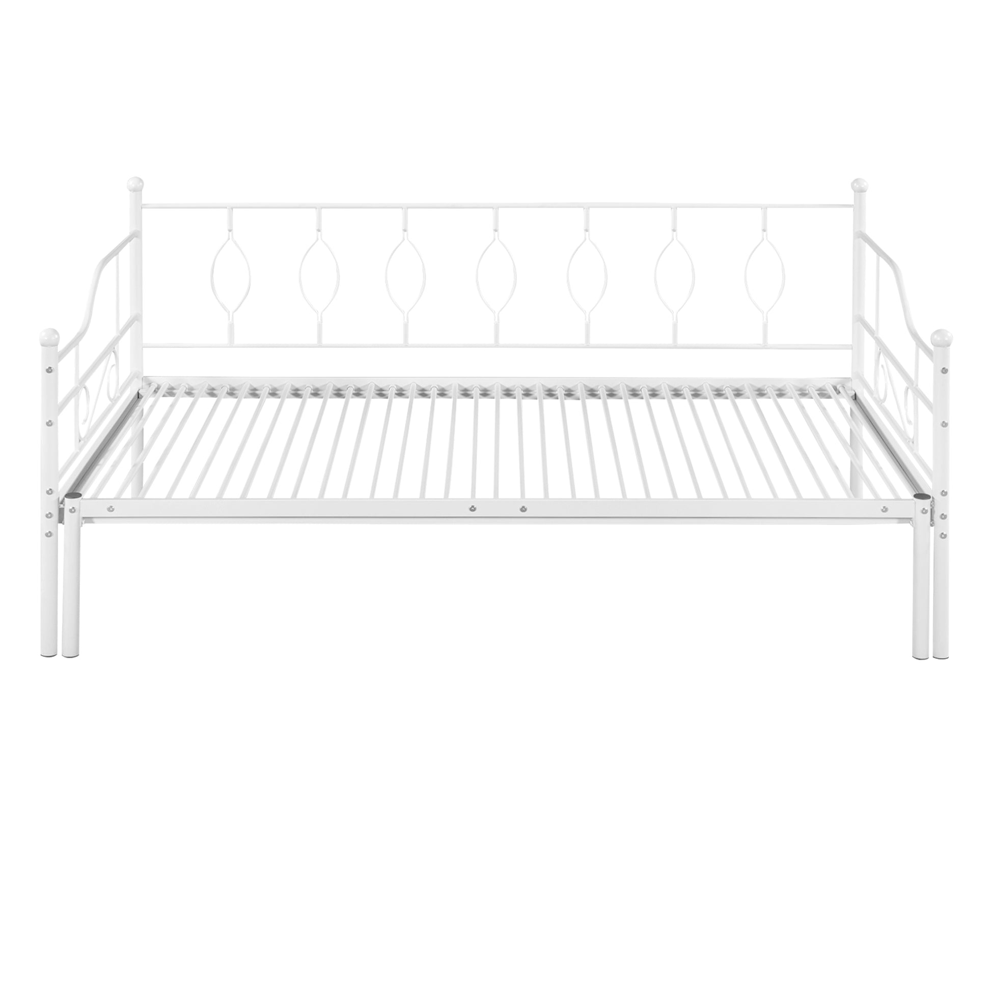 Twin Size Metal Daybed With Trundle, Daybed With Slat No Box Required White White Iron