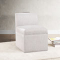 Della Modern Upholstered Castered Chair In Sea Oat Beige Foam Fabric