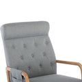 Coolmore Rocking Chair With Ottoman, Mid Century Modern Upholstered Fabric Rocking Armchair, Rocking Chair Nursery With Thick Padded Cushion, High Backrest Accent Glider Rocker Chair For Living Room Light Grey Solid Wood