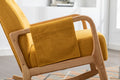 Coolmore Rocking Chair With Ottoman, Mid Century Modern Upholstered Fabric Rocking Armchair, Rocking Chair Nursery With Thick Padded Cushion, High Backrest Accent Glider Rocker Chair For Living Room Yellow Solid Wood