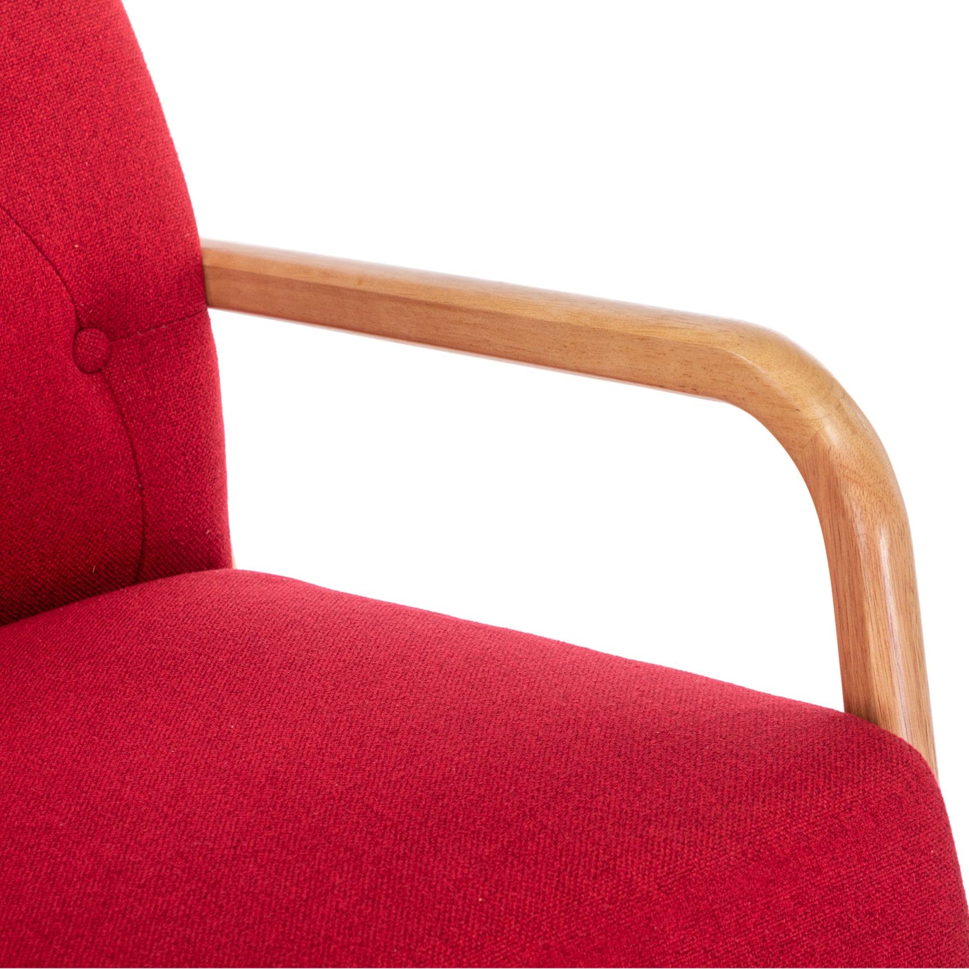 Coolmore Rocking Chair With Ottoman, Mid Century Modern Upholstered Fabric Rocking Armchair, Rocking Chair Nursery With Thick Padded Cushion, High Backrest Accent Glider Rocker Chair For Living Room Red Solid Wood