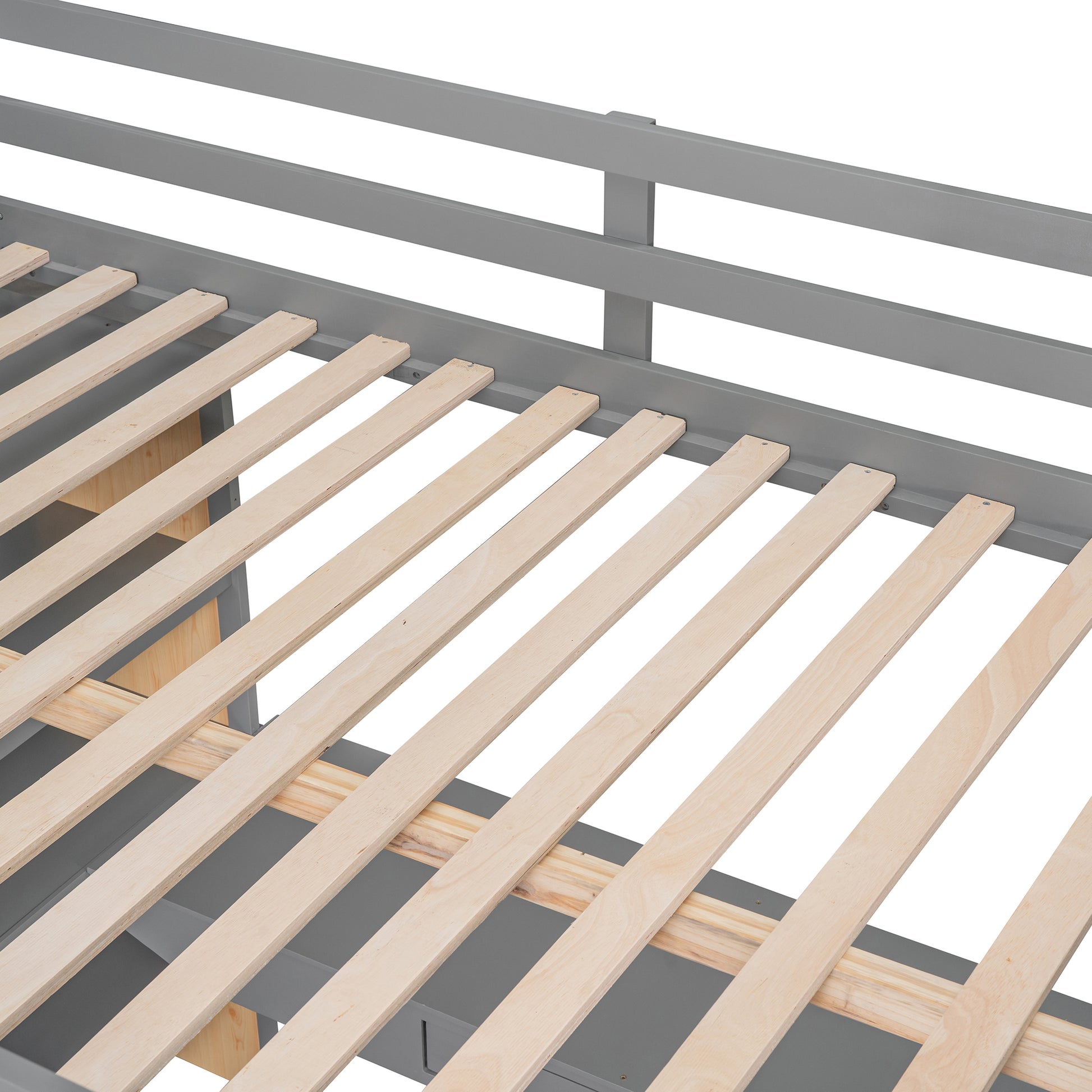 Full Size Loft Bed With Ladder, Shelves, And Desk, Gray Old Sku:Lt100226Aae Gray Solid Wood Mdf