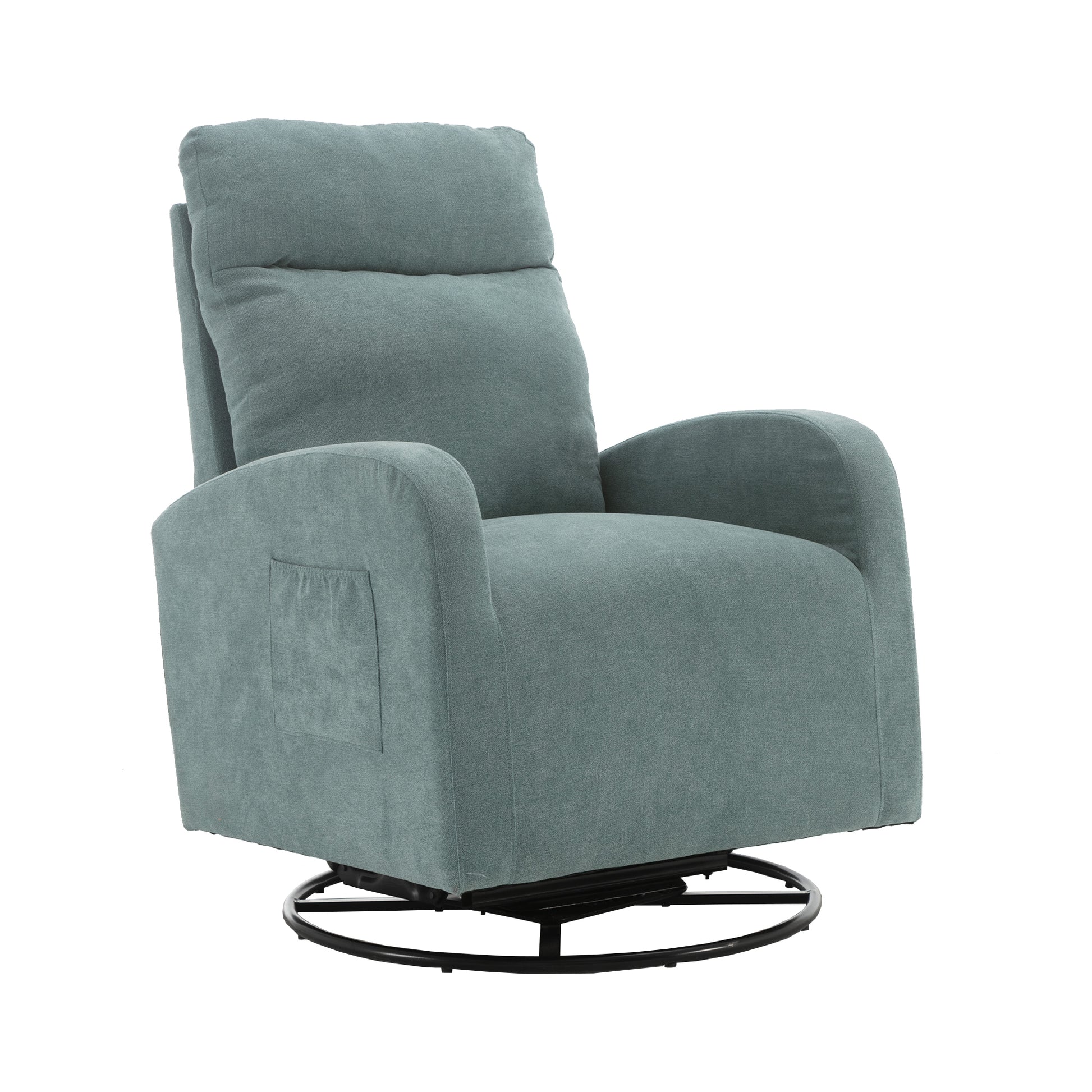 Jiada Upholstered Swivel Glider.Rocking Chair For Nursery In Light Blue.Modern Style One Left Bag Light Blue Primary Living Space Foam Metal