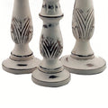 Distressed Mango Wood Pillar Shaped Candle Holder, Set Of 3, White White Solid Wood