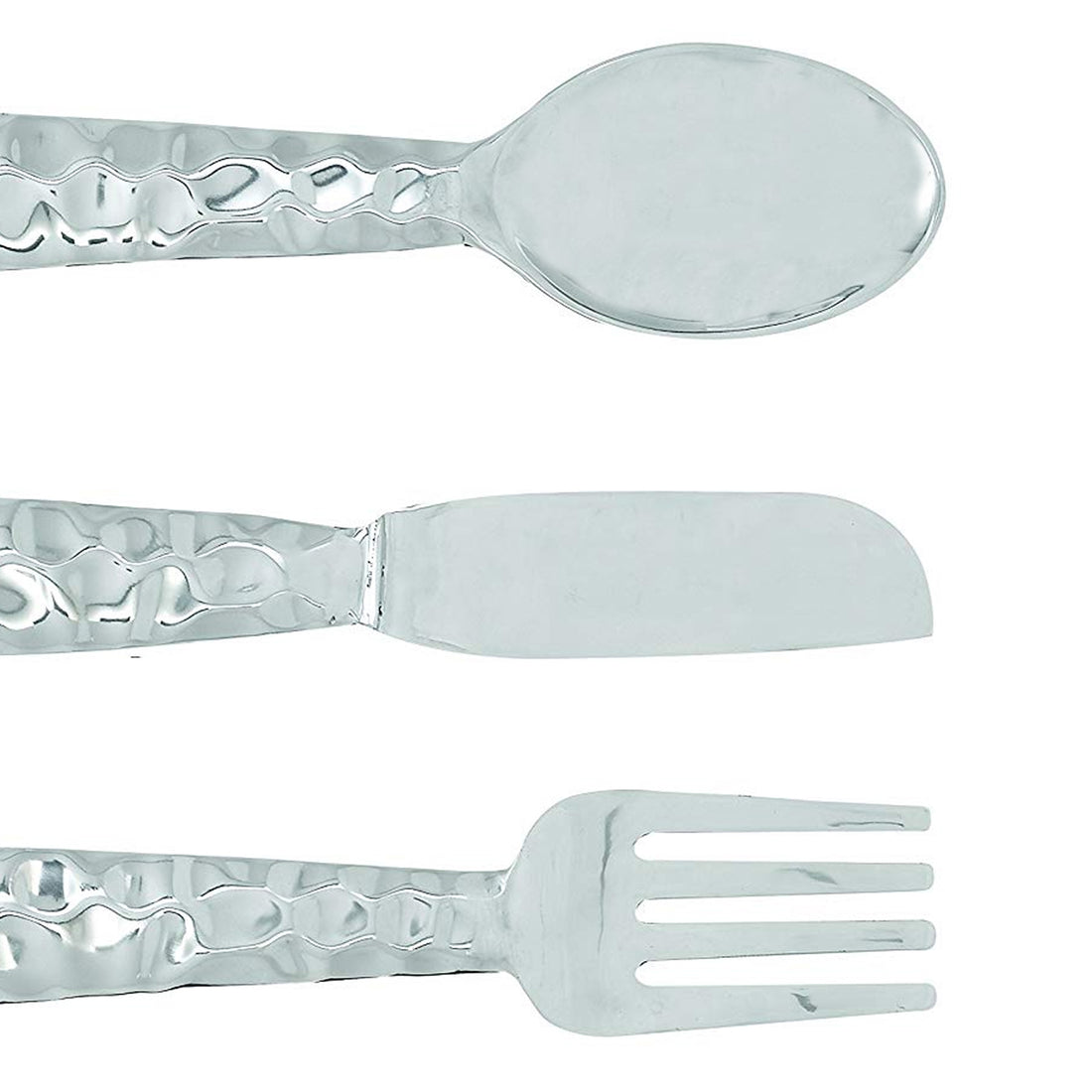 Artistic Cutlery Wall Decor In Metal, Set Of Three, Silver Silver Metal