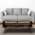 Betsy 42 Inch Reclaimed Wood Rectangle Farmhouse Coffee Table With Storage, Iron Legs, Natural Brown Brown Solid Wood