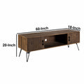 Clive 60 Inch Reclaimed Wood Rectangle Farmhouse Tv Stand Media Console, 2 Doors, Iron Legs, Natural Brown Brown Solid Wood