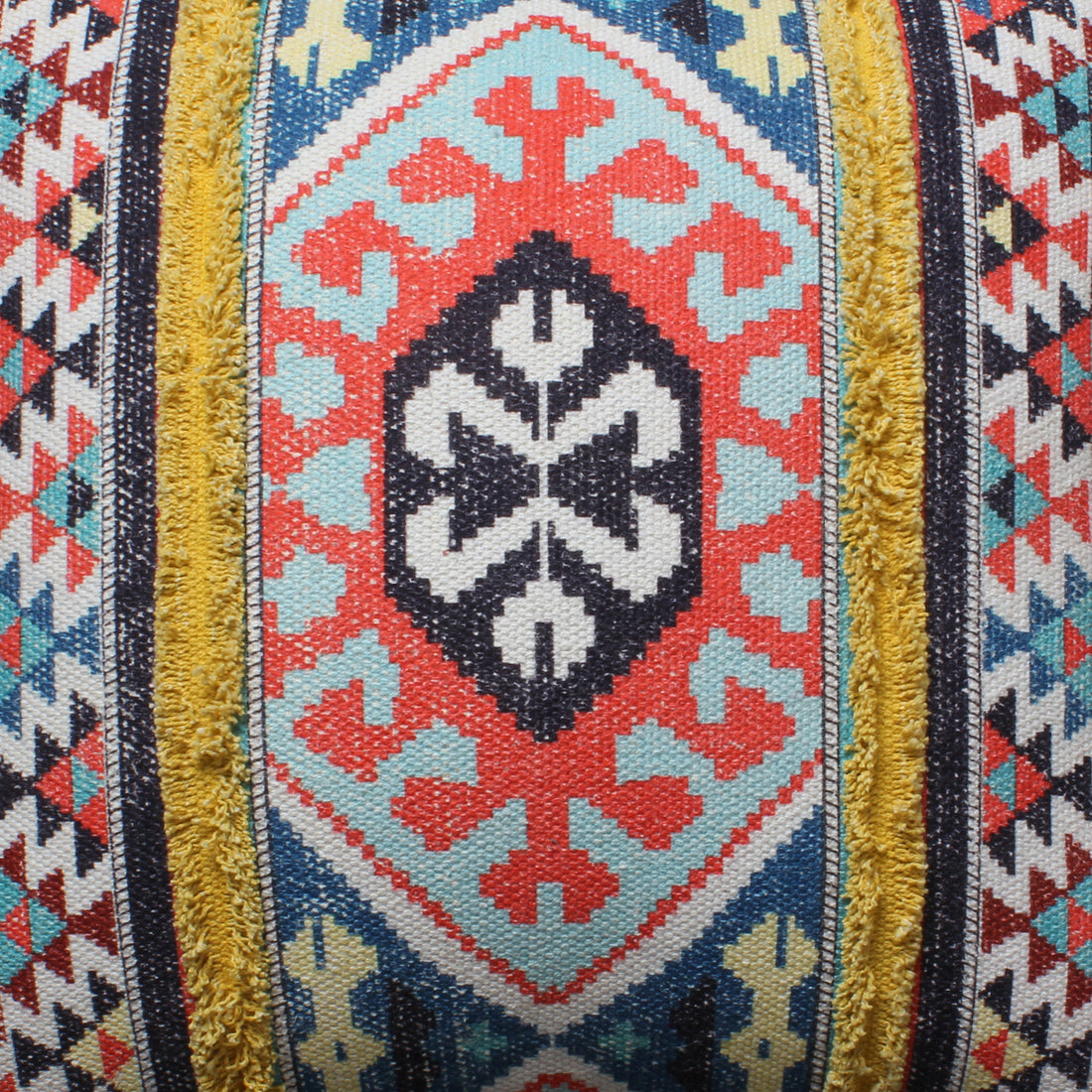 24 X 24 Square Cotton Accent Throw Pillow, Soft Kilim Print, Multicolor Multicolor Cotton