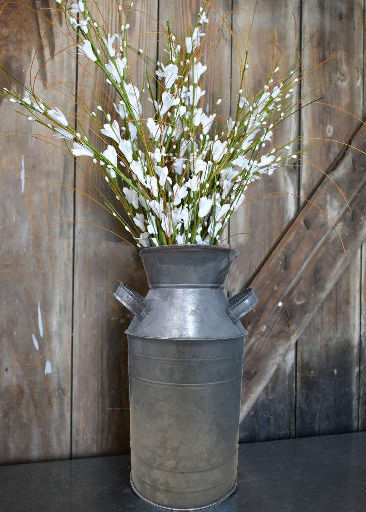 Countryside Galvanized Metal Milk Can Shape Pitcher, Gray Gray Metal