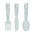 Artistic Cutlery Wall Decor In Metal, Set Of Three, Silver Silver Metal