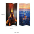 71 Inch 3 Panel Room Divider, Eiffel Tower Digital Print, Multicolor Multicolor Solid Wood