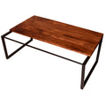 41.7 Inch Rectangular Coffee Table With Plank Style Top, Metal Frame, Brown And Black Brown Solid Wood