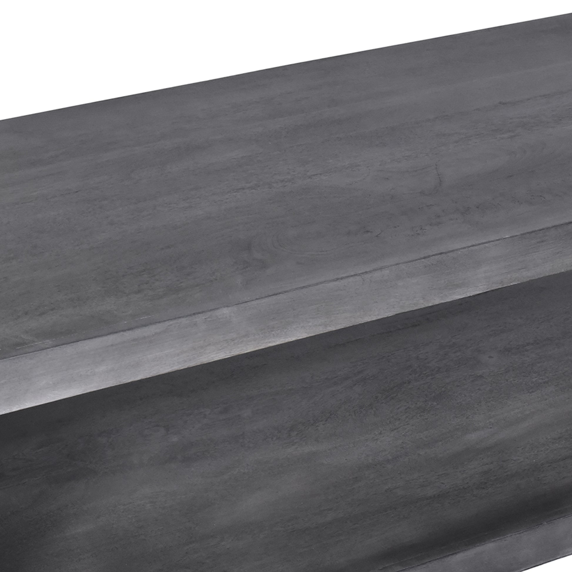 58" Cube Shape Wooden Coffee Table With Open Bottom Shelf, Charcoal Gray Gray Solid Wood