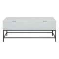 45 Inch Rectangular Mango Wood Coffee Table, Lift Top Storage, Iron Frame, White, Black White Solid Wood