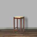 Mango Wood Barstool With Rope Weaved Seat, Brown Brown Solid Wood