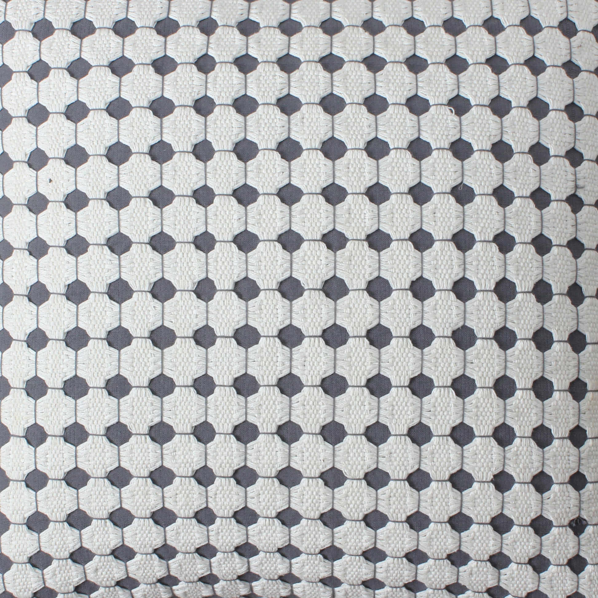 18 X 18 Handcrafted Square Cotton Accent Throw Pillow, Woven, Dotted Tile Design, White, Gray White Cotton