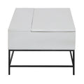 45 Inch Rectangular Mango Wood Coffee Table, Lift Top Storage, Iron Frame, White, Black White Solid Wood