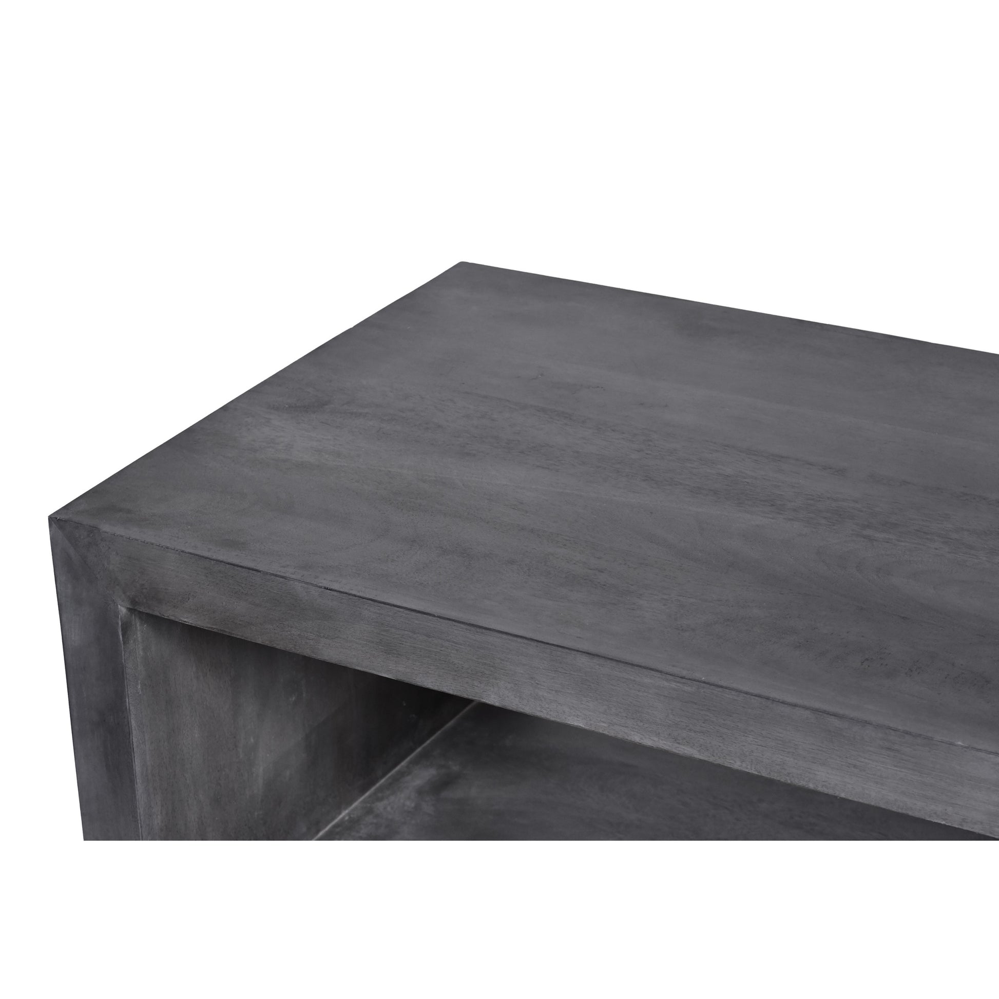 58" Cube Shape Wooden Coffee Table With Open Bottom Shelf, Charcoal Gray Gray Solid Wood