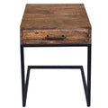 Mango Wood Side Table With Drawer And Cantilever Iron Base, Brown And Black Brown Iron