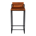 35 Inch Industrial Style Acacia Wood Barstool With Metal Frame, Brown And Black Brown Metal