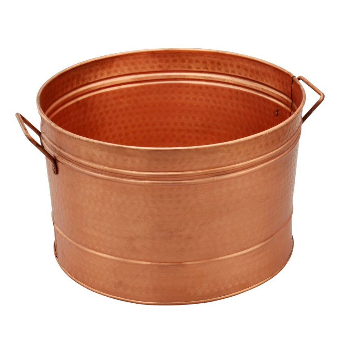 Hammered Pattern Galvanized Farmhouse Style Tub, Copper Coppery Metal