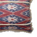 18 X 18 Handcrafted Square Cotton Accent Throw Pillow, Floral Ikat Dyed Pattern, Fringe Accent, Multicolor Red Cotton