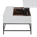 45 Inch Rectangular Mango Wood Coffee Table, Lift Top Storage, Iron Frame, White, Black White Solid Wood