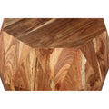 Bon 22 Inch Artisanal End Side Table, Multifaceted Solid Acacia Wood, Octagon Top, Natural Brown Brown Solid Wood