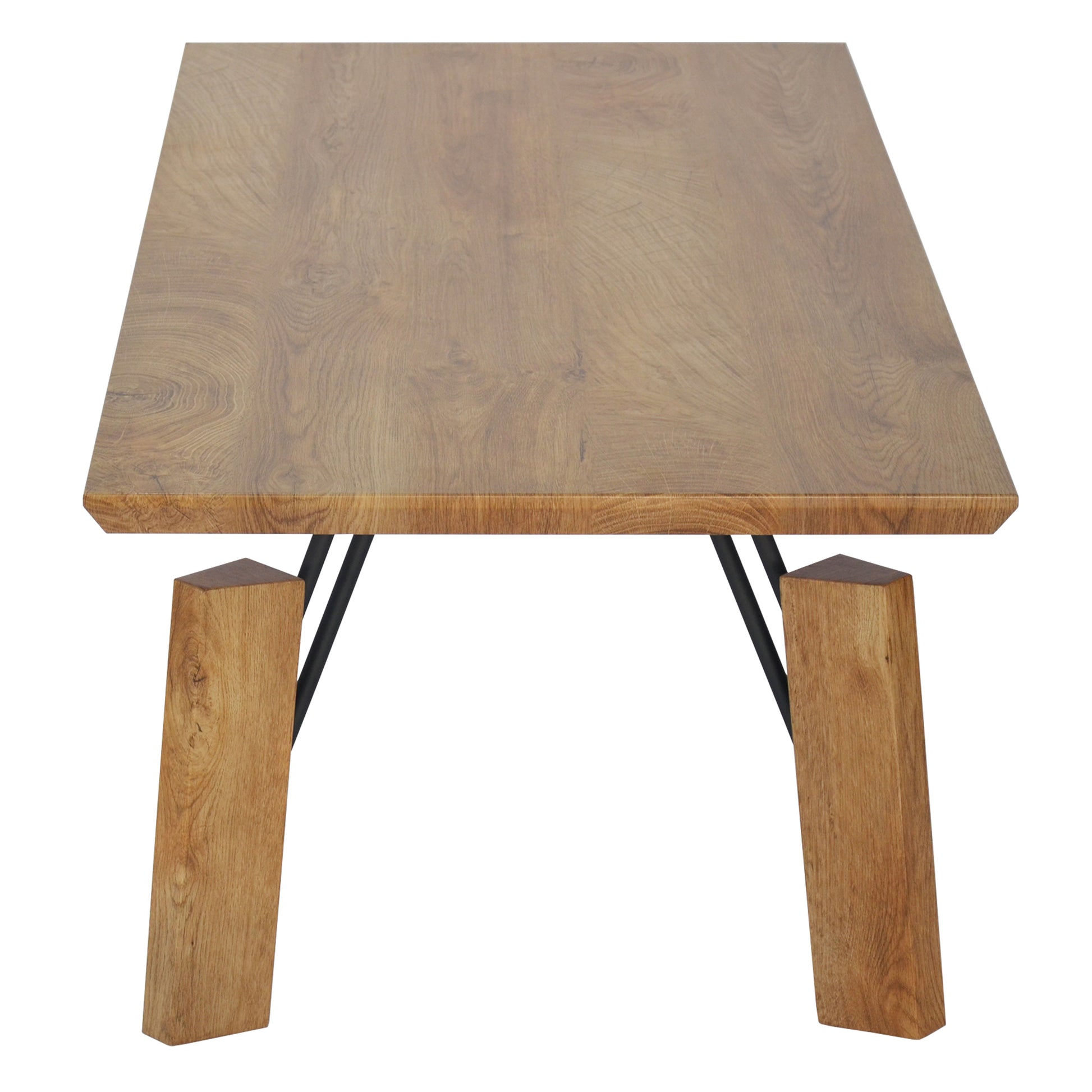 Rectangular Wooden Coffee Table With Block Legs, Natural Brown Brown Mdf