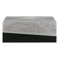 45 Inch Rectangular Mango Wood Coffee Table, Iron Base, Washed White And Black Gray Solid Wood