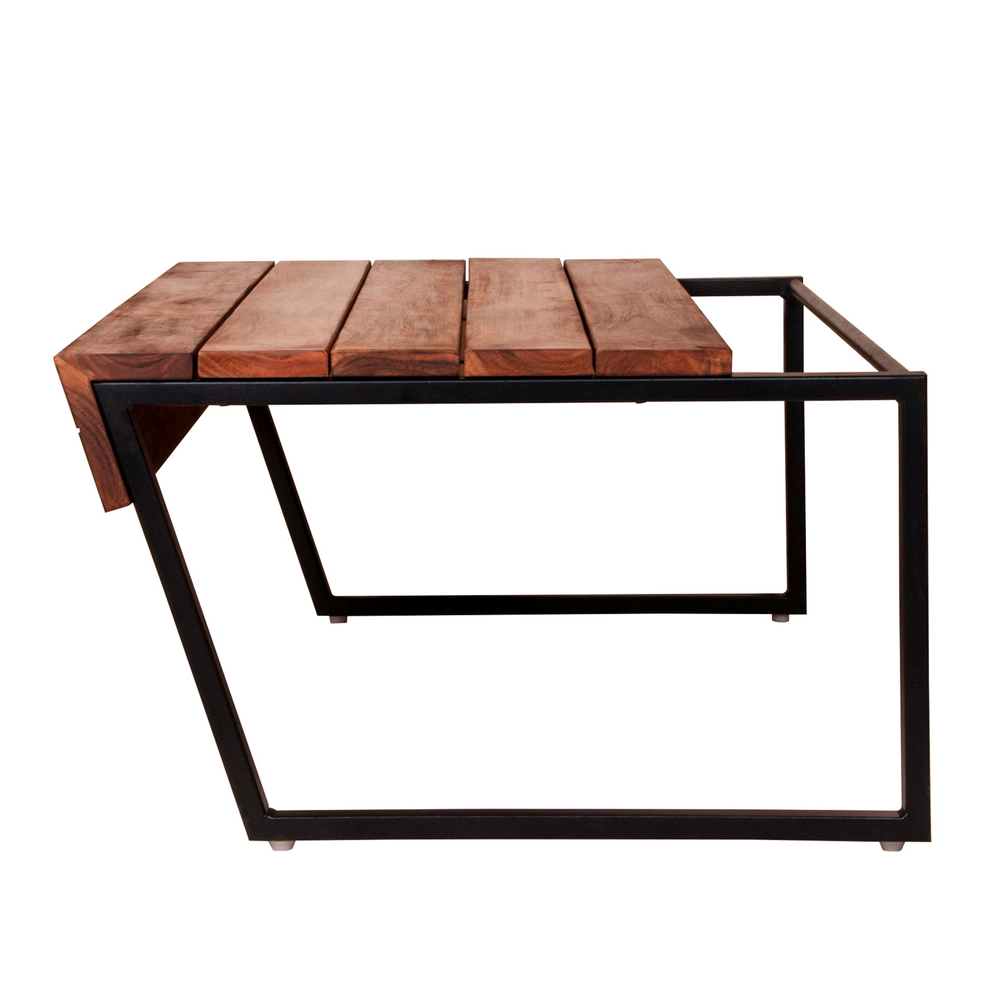 41.7 Inch Rectangular Coffee Table With Plank Style Top, Metal Frame, Brown And Black Brown Solid Wood