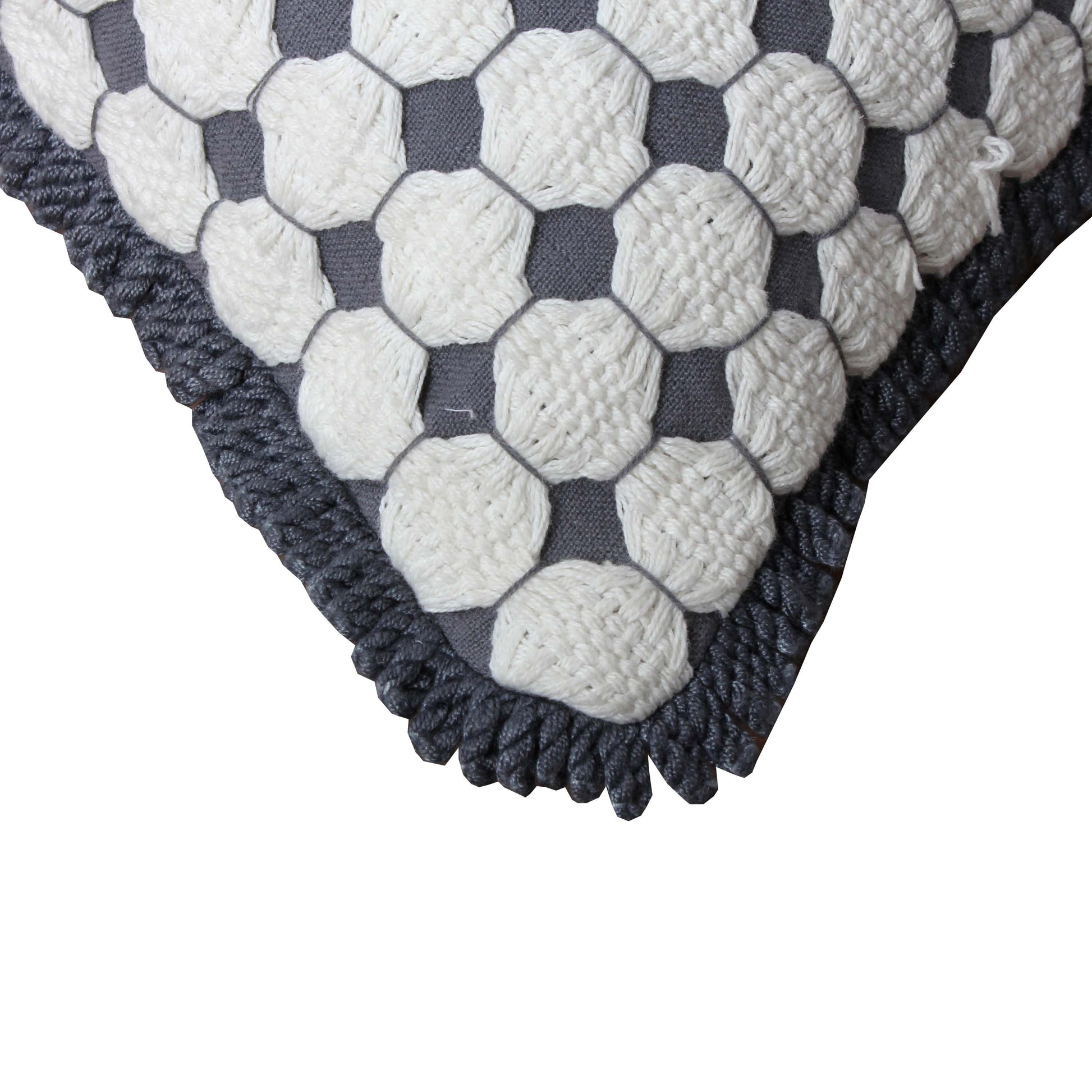 18 X 18 Handcrafted Square Cotton Accent Throw Pillow, Woven, Dotted Tile Design, White, Gray White Cotton