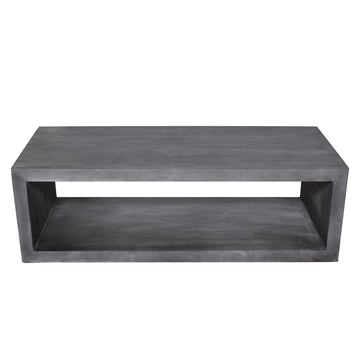58" Cube Shape Wooden Coffee Table With Open Bottom Shelf, Charcoal Gray Gray Solid Wood