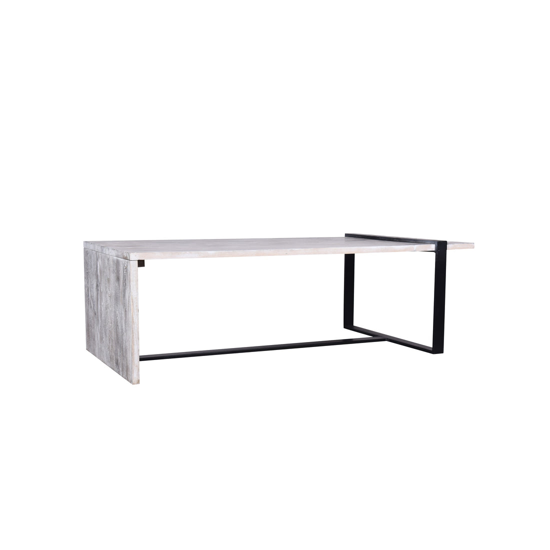 Farmhouse Rectangular Coffee Table With Wooden Top And Geometric Metal Frame, Gray And Black Gray Solid Wood