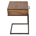 Mango Wood Side Table With Drawer And Cantilever Iron Base, Brown And Black Brown Iron