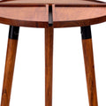 18 Inch Round Acacia Wood Side Accent End Table With 3 Tabletop Sections, Warm Brown Brown Solid Wood