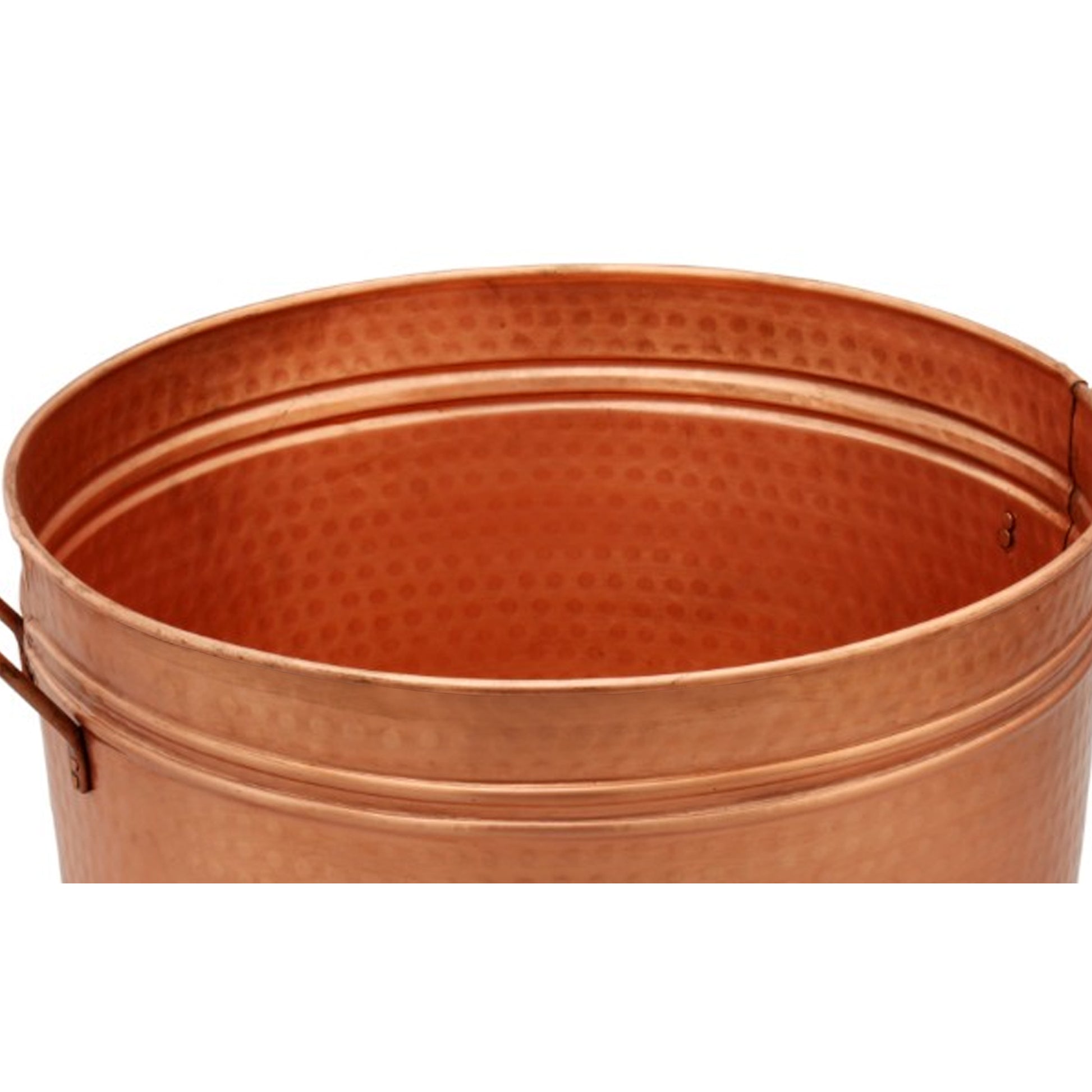 Hammered Pattern Galvanized Farmhouse Style Tub, Copper Coppery Metal