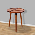 18 Inch Round Acacia Wood Side Accent End Table With 3 Tabletop Sections, Warm Brown Brown Solid Wood