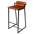 35 Inch Industrial Style Acacia Wood Barstool With Metal Frame, Brown And Black Brown Metal