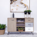 49 Inch Sideboard Buffet Console Cabinet With 3 Drawers, Oak Brown Brown Solid Wood