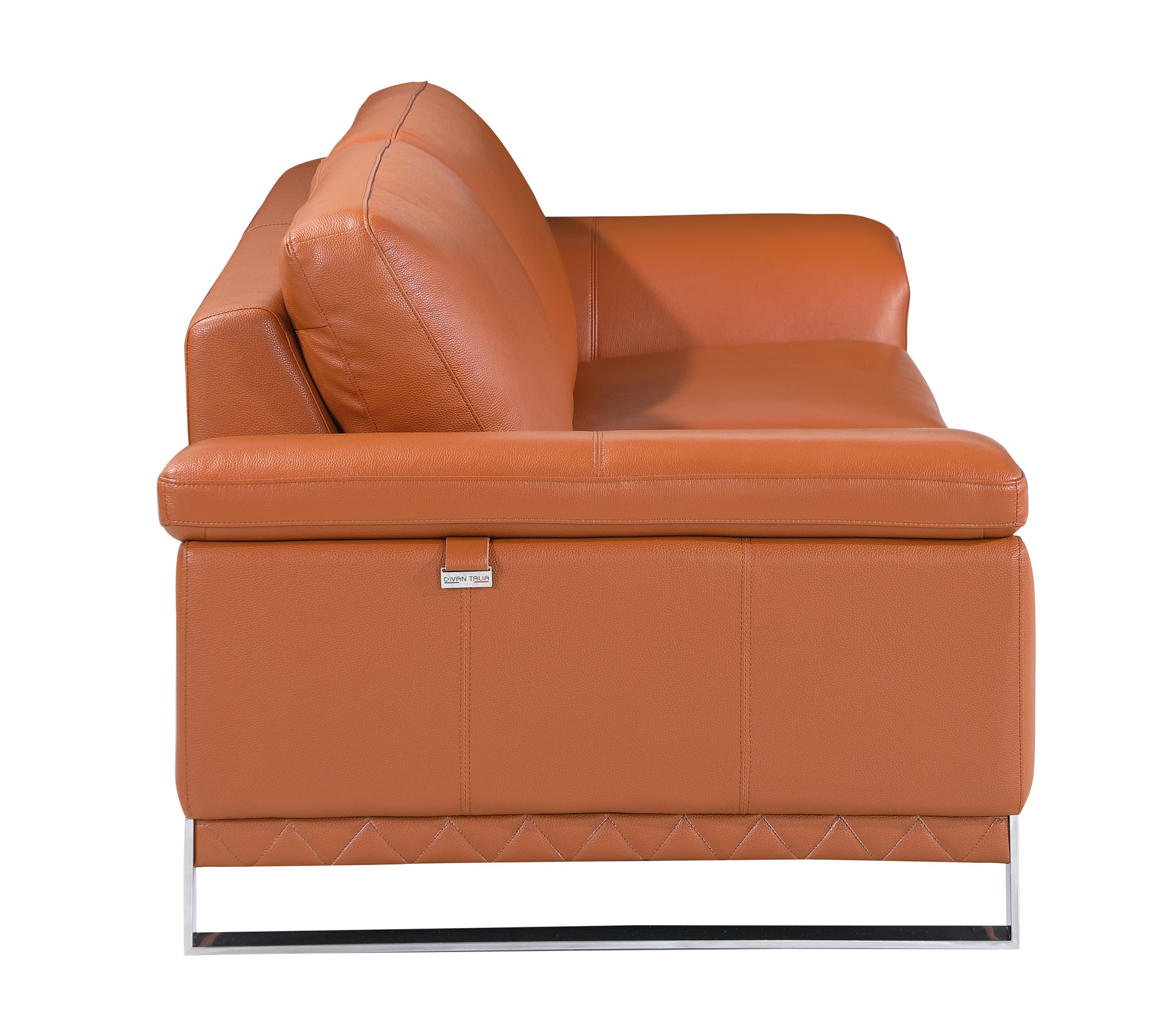 Top Grain Italian Leather Loveseat Camel Foam Leather