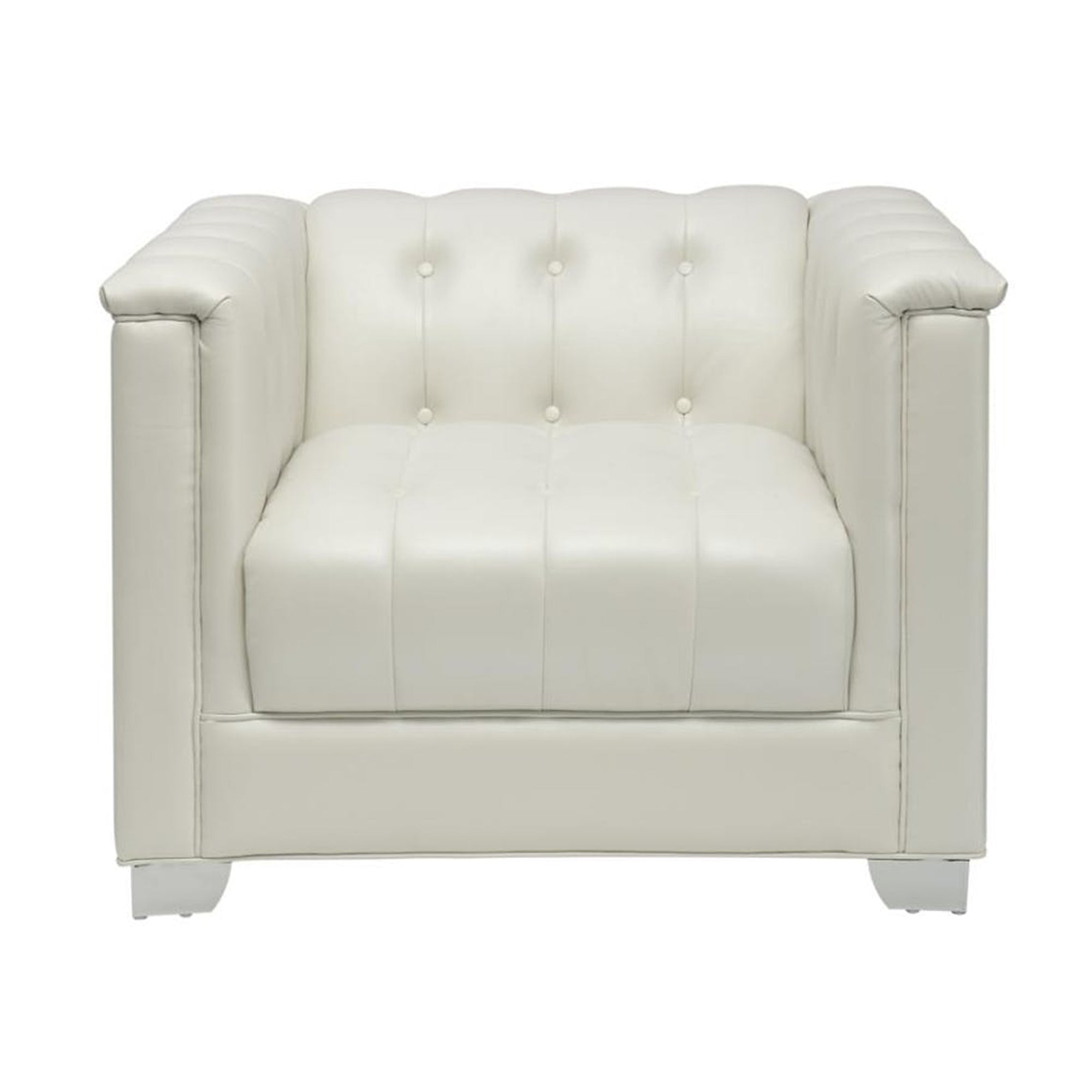 Impressively Styled Chair, White White Upholstered